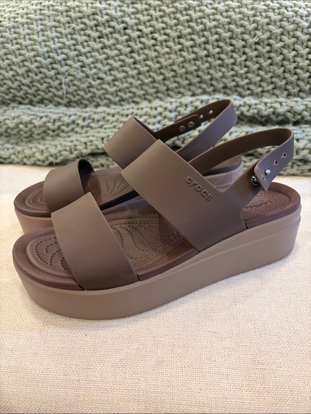 CROCS Women's Brown Platform Slingback Sandals